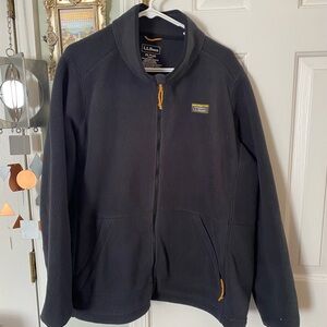 L.L.Bean Womens Full Zip Fleece Sweater Jacket Size 2X Charcoal/Black Outdoor